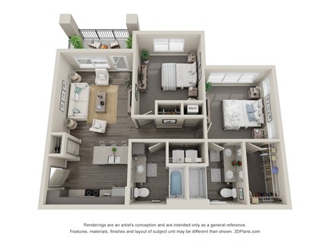 2 bed 2 bath floor plan at Trinity Woods, Independence, 64015